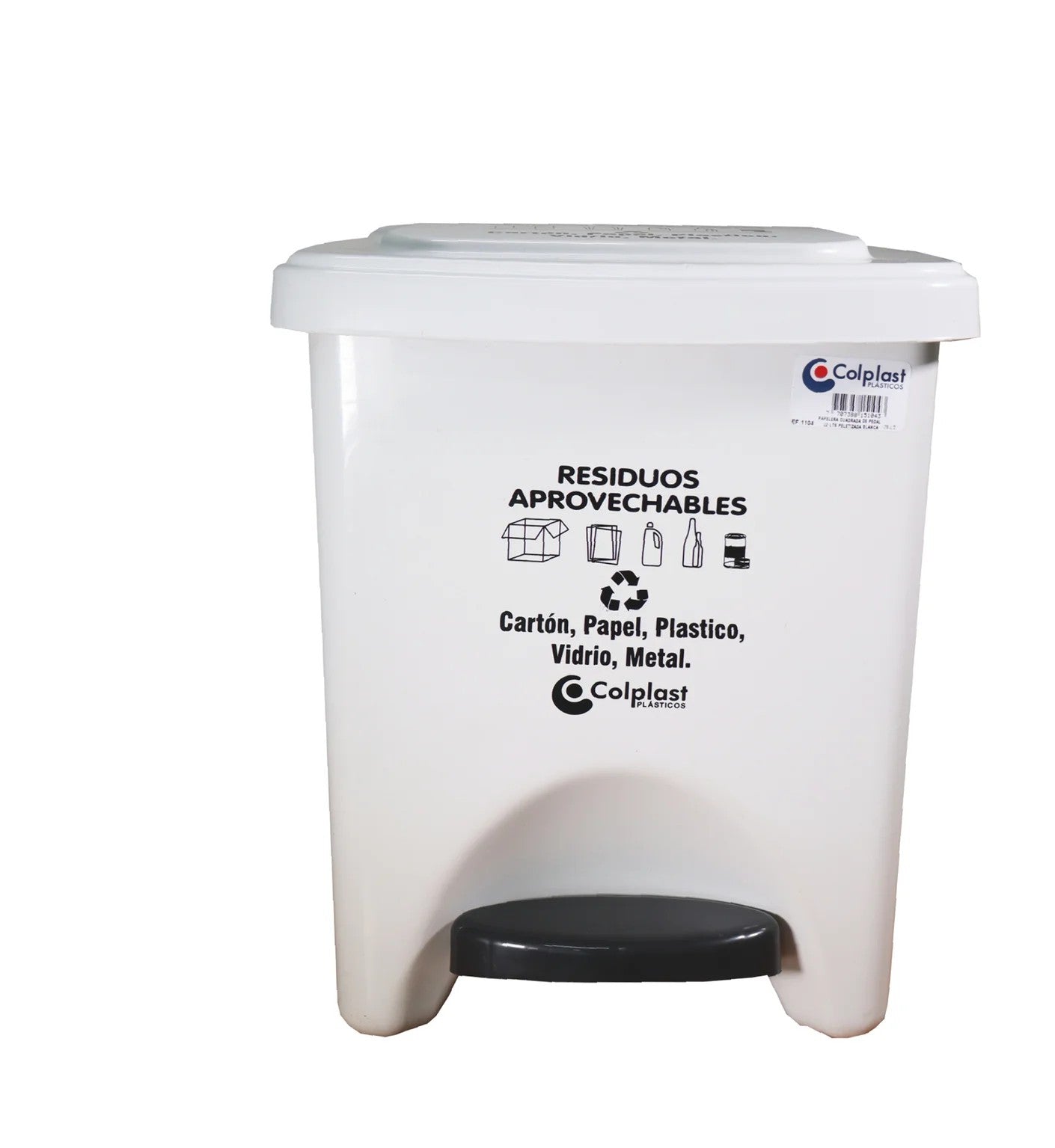 Papelera Cuadrada Pedal 22 Litros Colplast Blanca