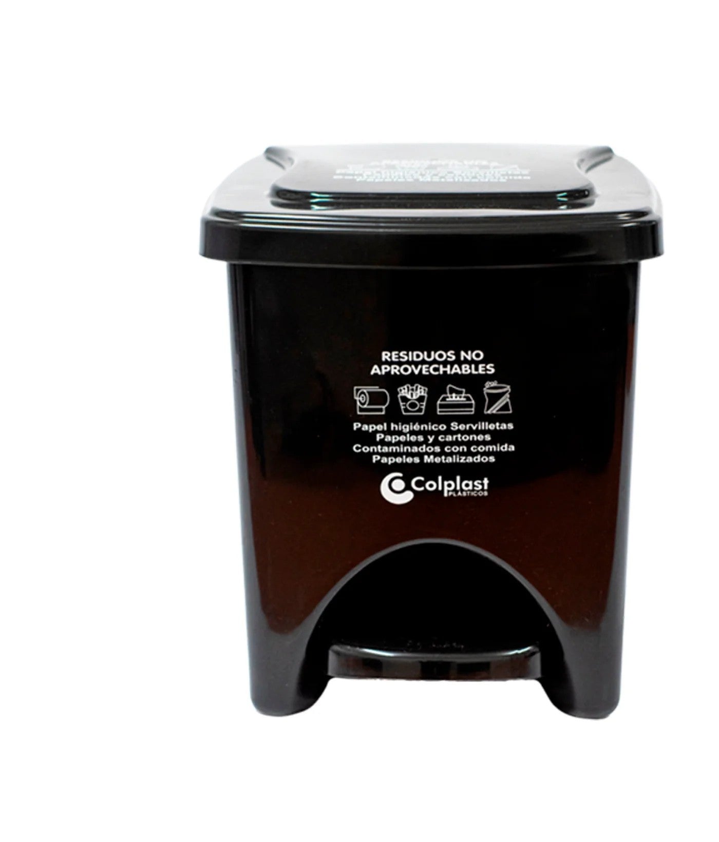 Papelera  Cuadrada Pedal 22 Litros Colplast  Negro