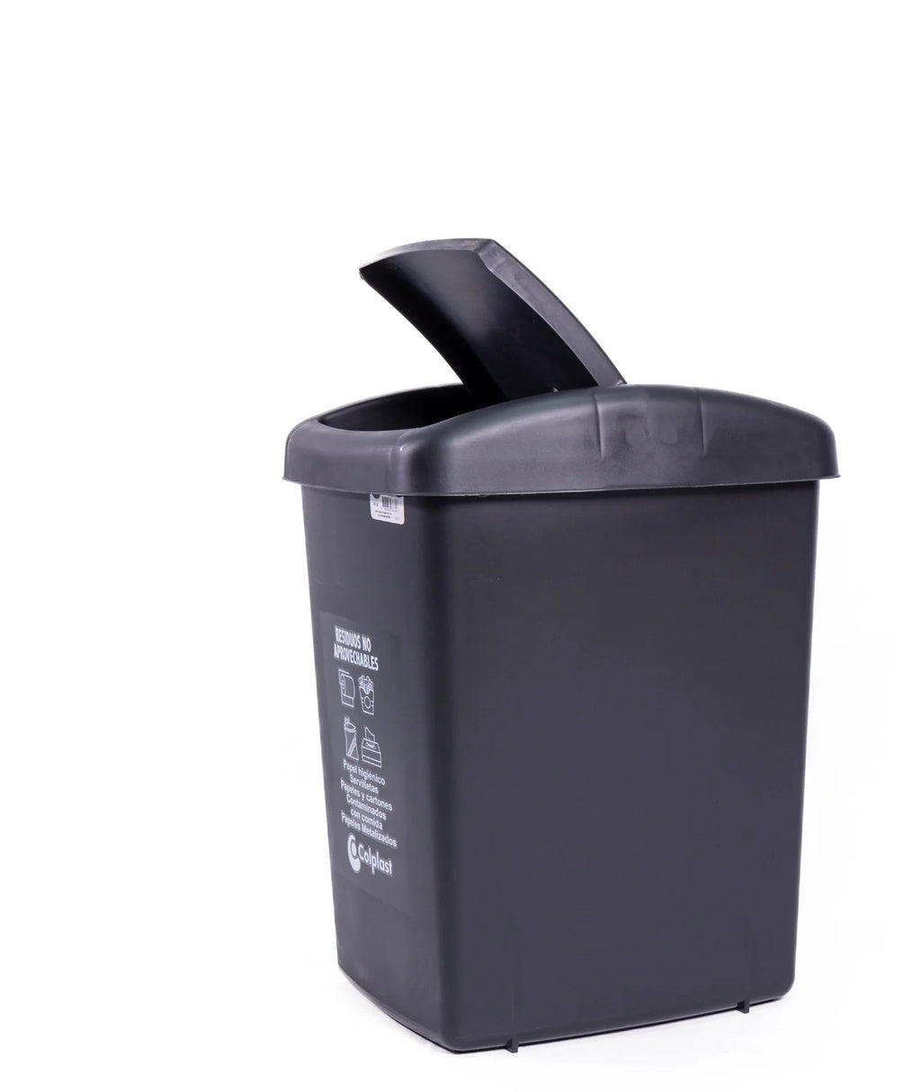 Papelera Tapa Plana 36 Litros Colplast Negro