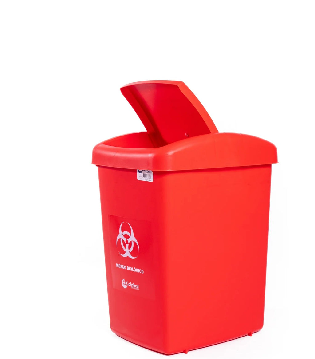 Papelera Tapa Plana 36 Litros Colplast Roja