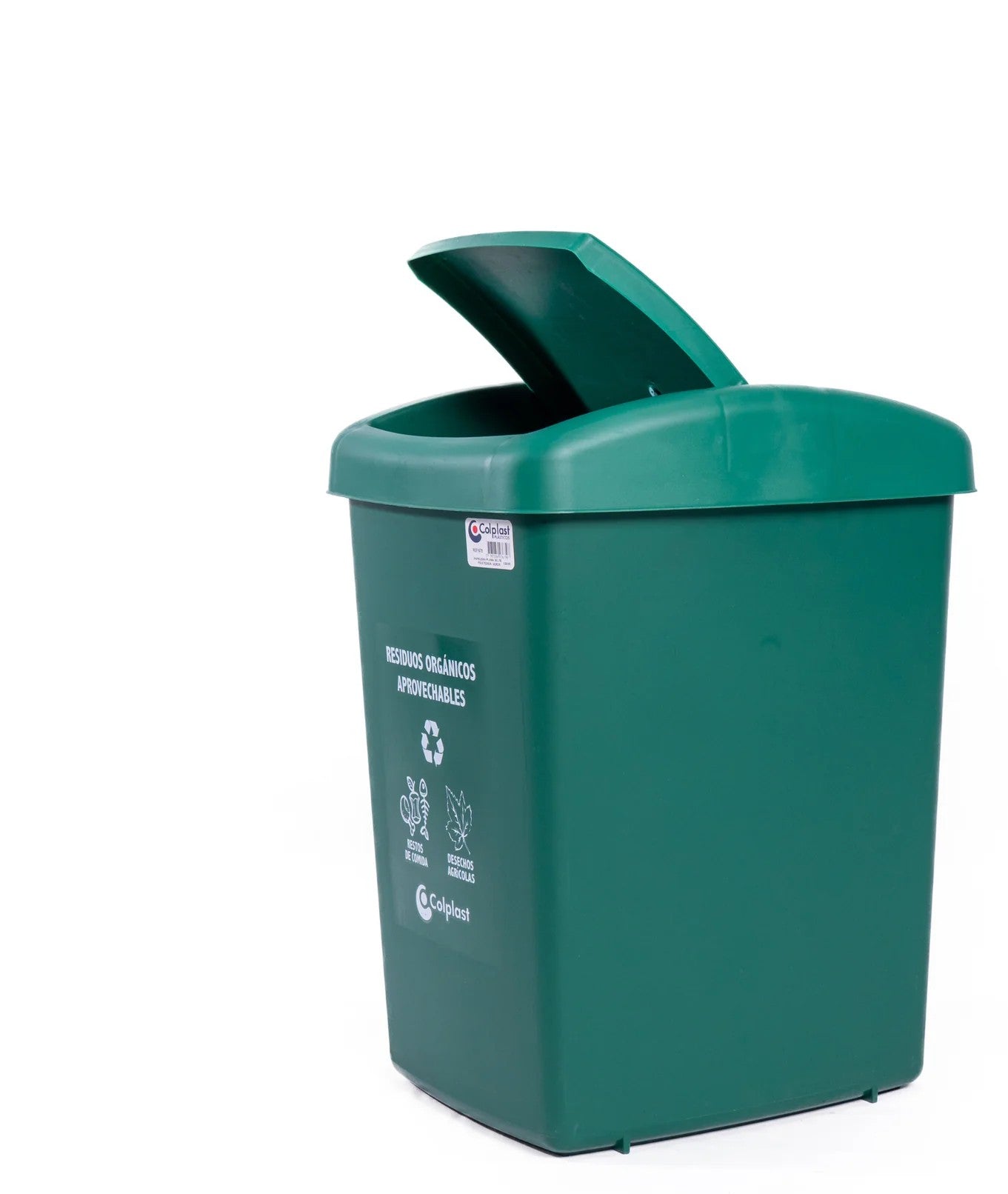 Papelera Tapa Plana 36 Litros Colplast Verde