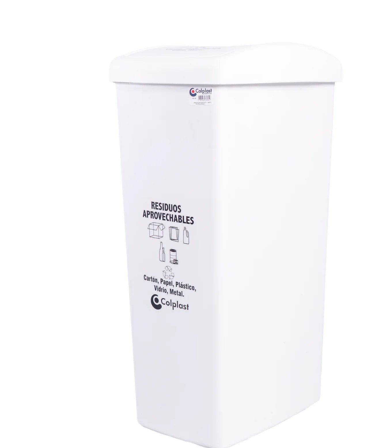 Papelera Tapa Plana 55 Litros Colplast Blanca
