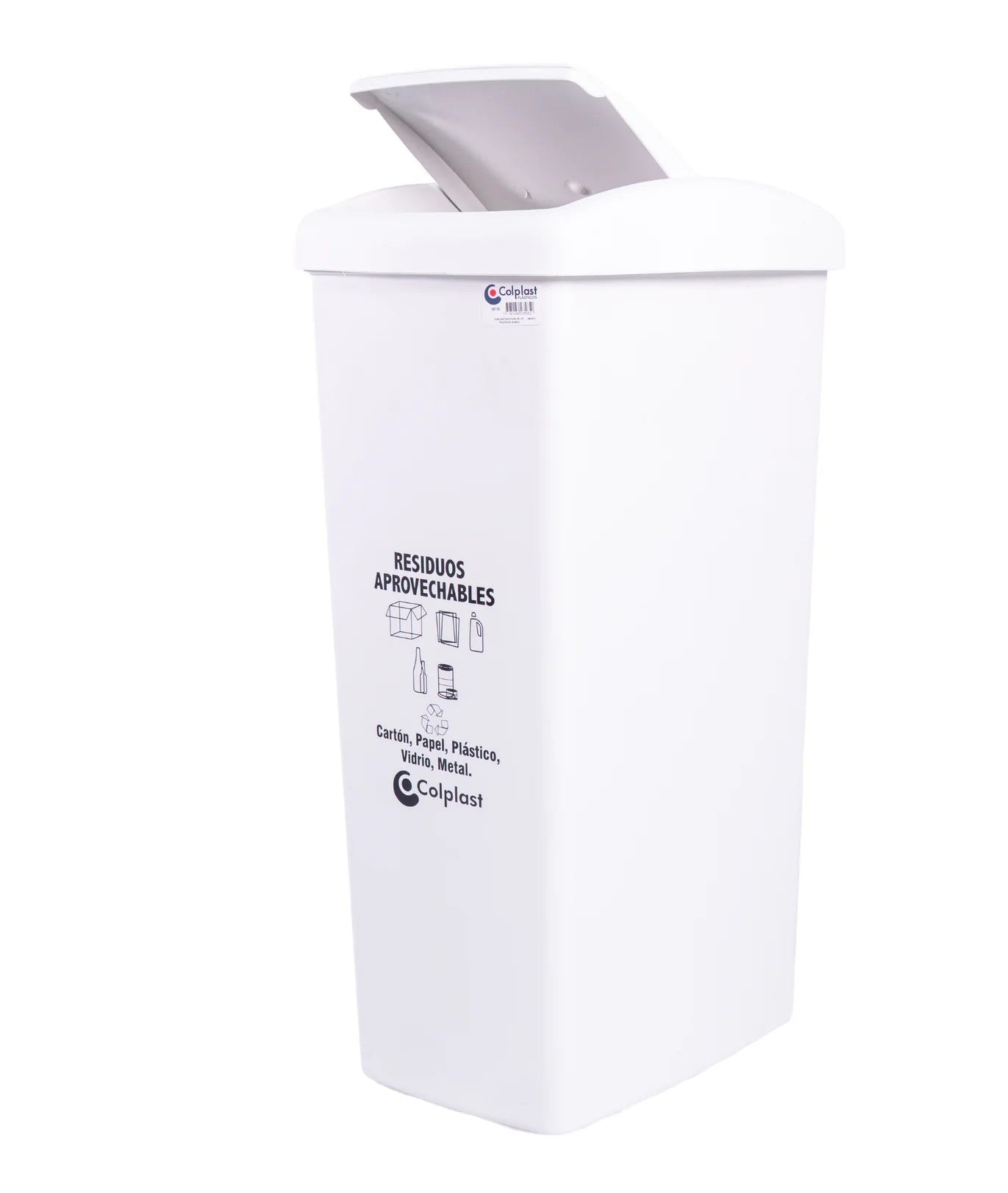 Papelera Tapa Plana 55 Litros Colplast Blanca