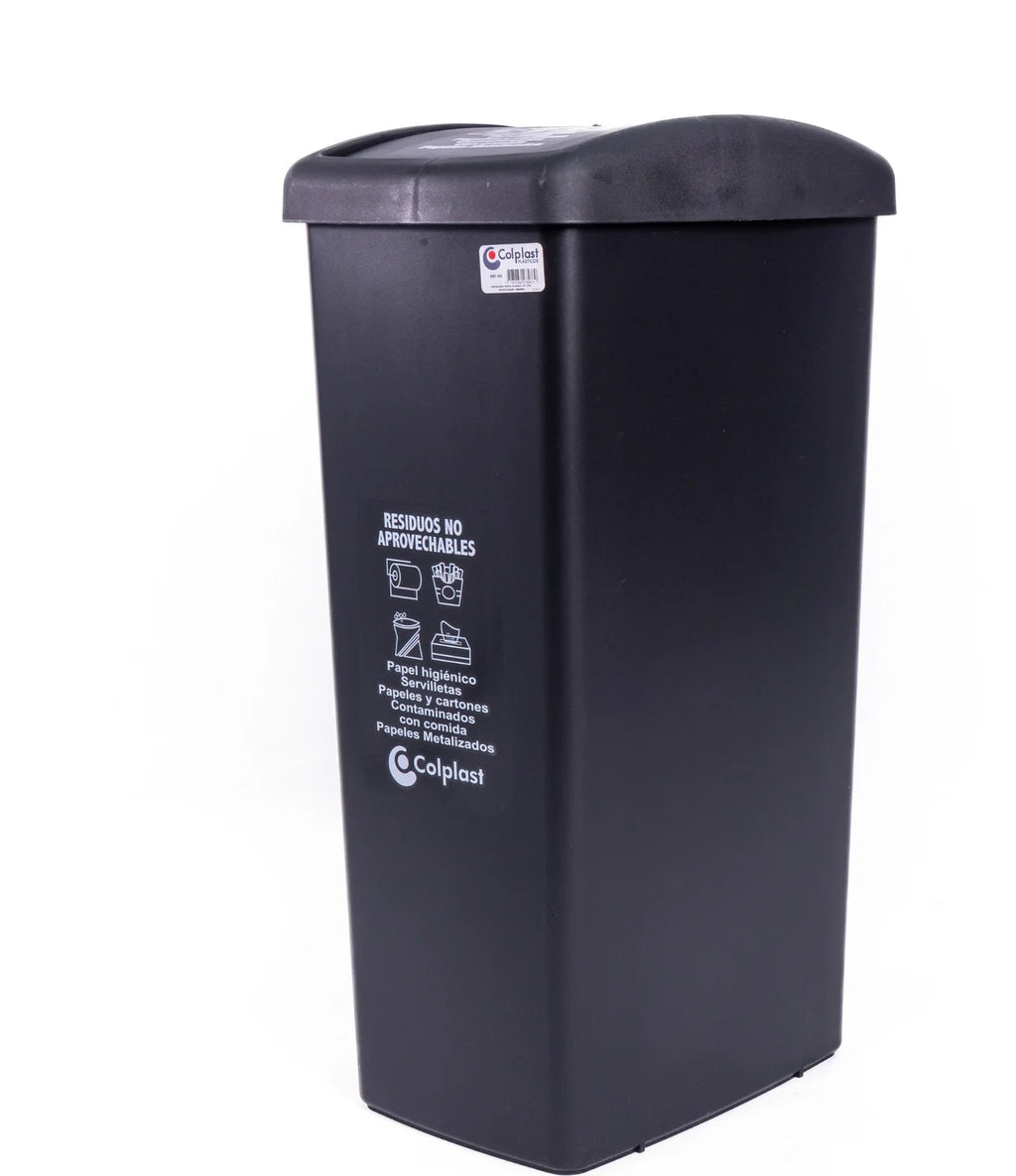 Papelera Tapa Plana 55 Litros Colplast Negra