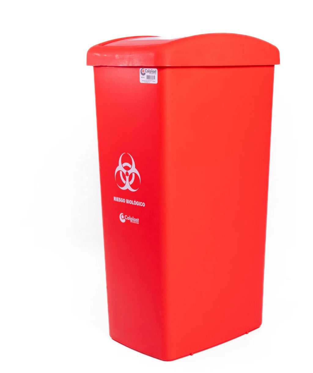 Papelera Tapa Plana 55 Litros Colplast Roja