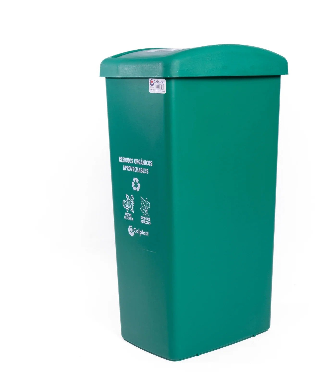 Papelera Tapa Plana 55 Litros Colplast Verde
