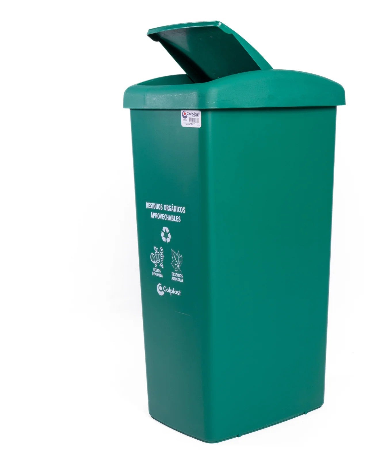 Papelera Tapa Plana 55 Litros Colplast Verde