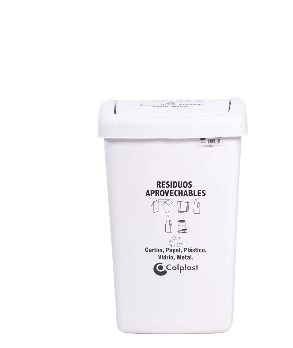 Papelera Tapa Plana 36 Litros Colplast Blanca