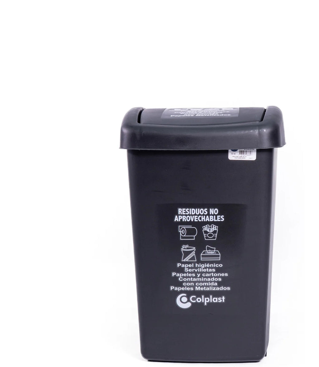 Papelera Tapa Plana 36 Litros Colplast Negro