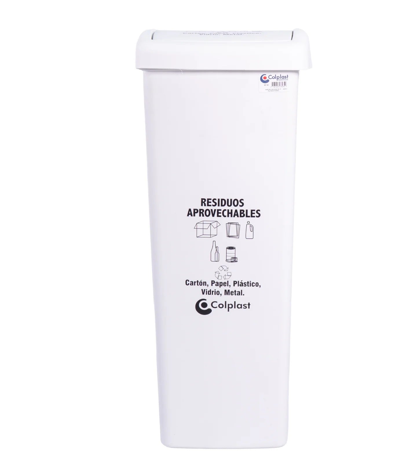 Papelera Tapa Plana 55 Litros Colplast Blanca