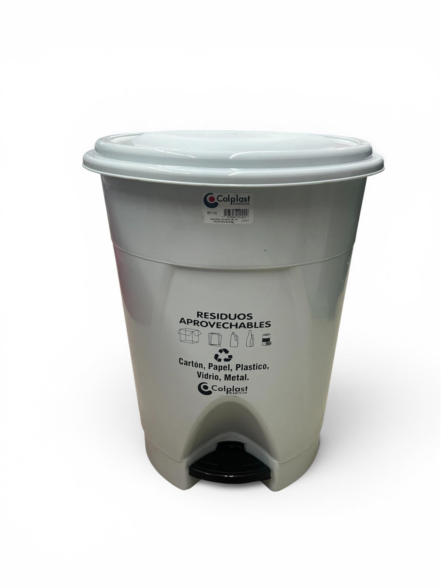 Papelera Pedal 25 Litros Colplast Blanca