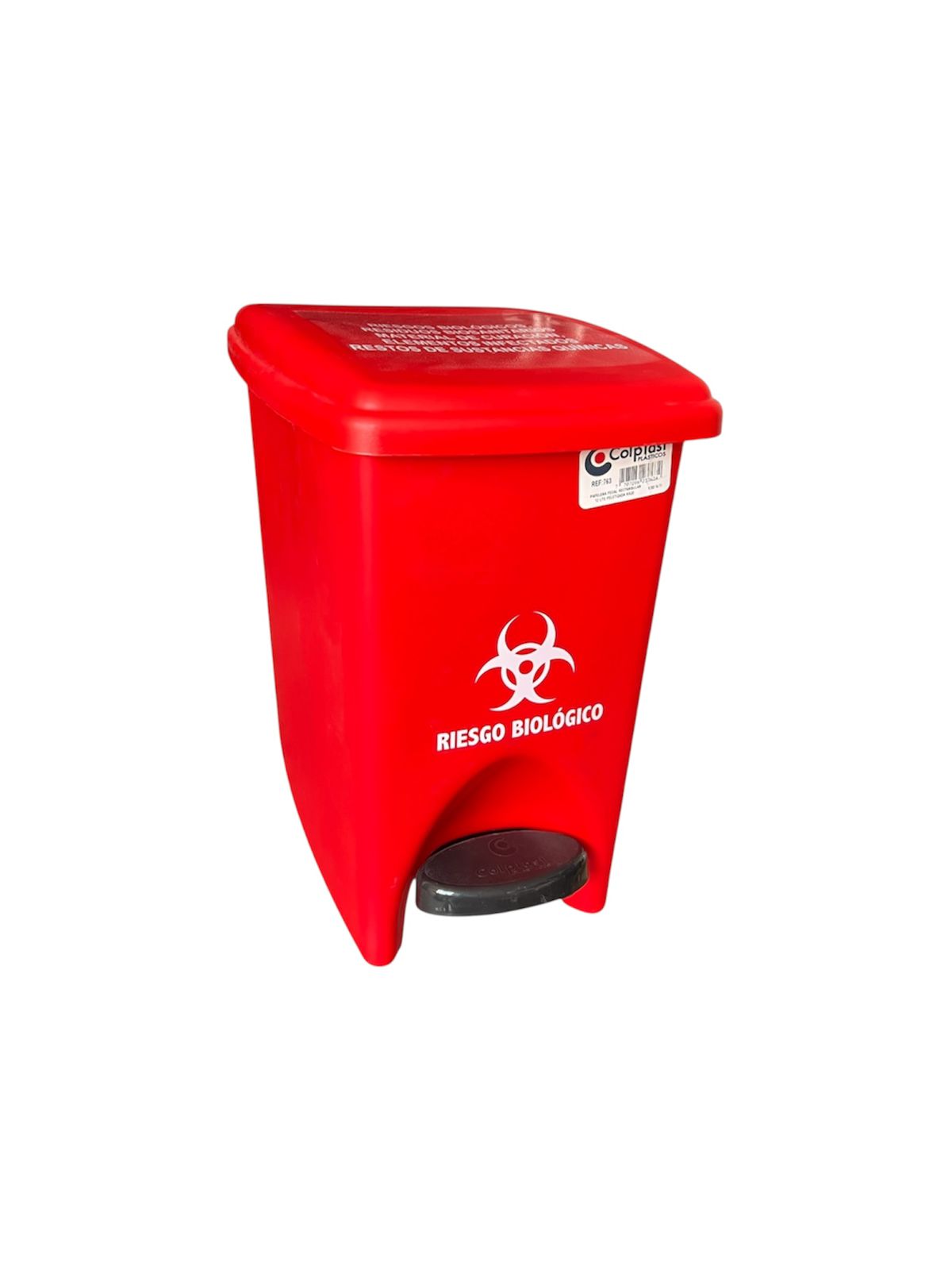Papelera Rectangular Pedal 12 Litros Colplast Roja